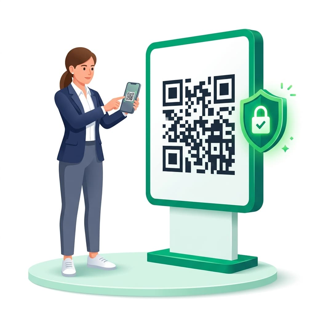 Static permanent QR code direct scan illustration
